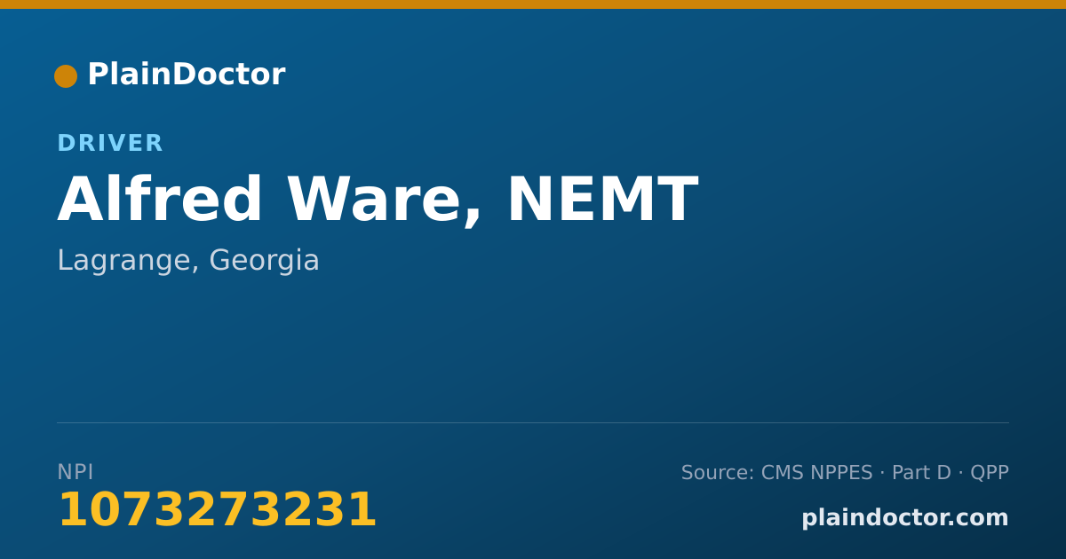 Shareable card for Alfred Ware, NEMT - Driver, Lagrange, GA