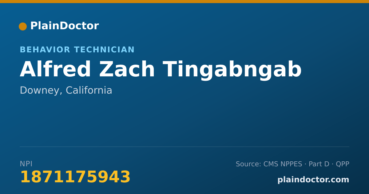 Shareable card for Alfred Zach Tingabngab - Behavior Technician, Downey, CA