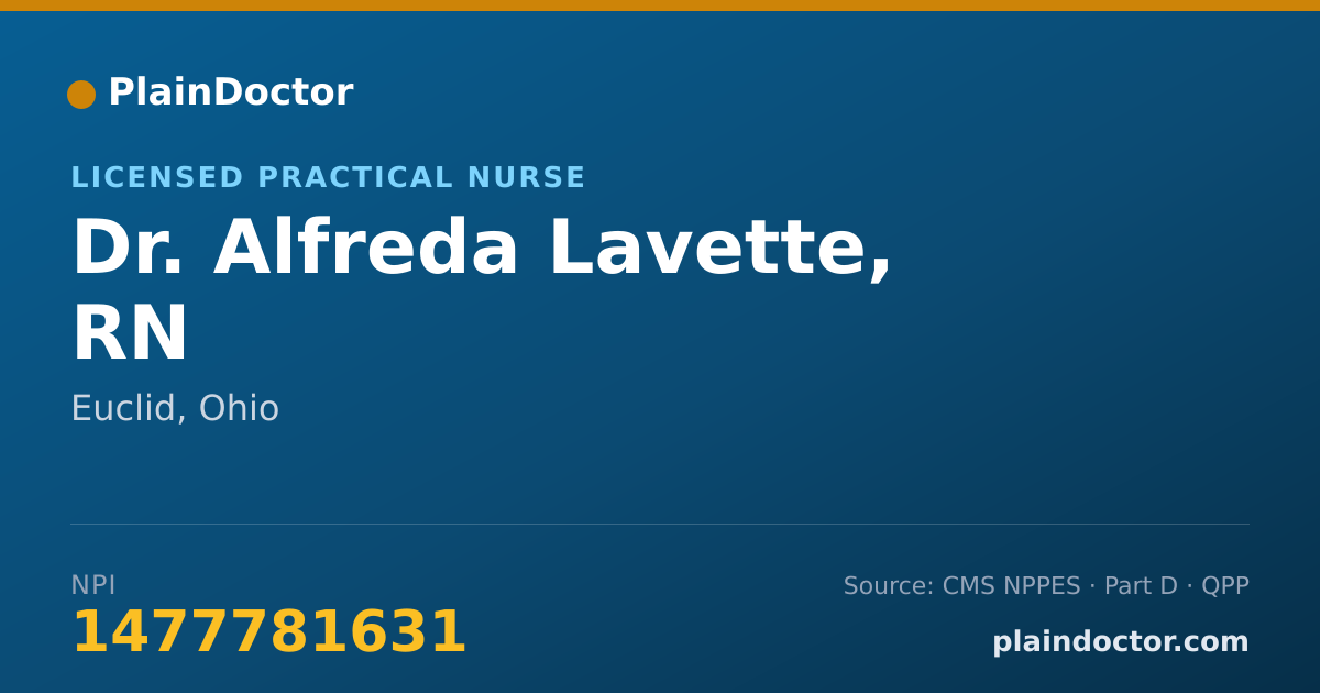 Shareable card for Alfreda Lavette, RN - Licensed Practical Nurse, Euclid, OH
