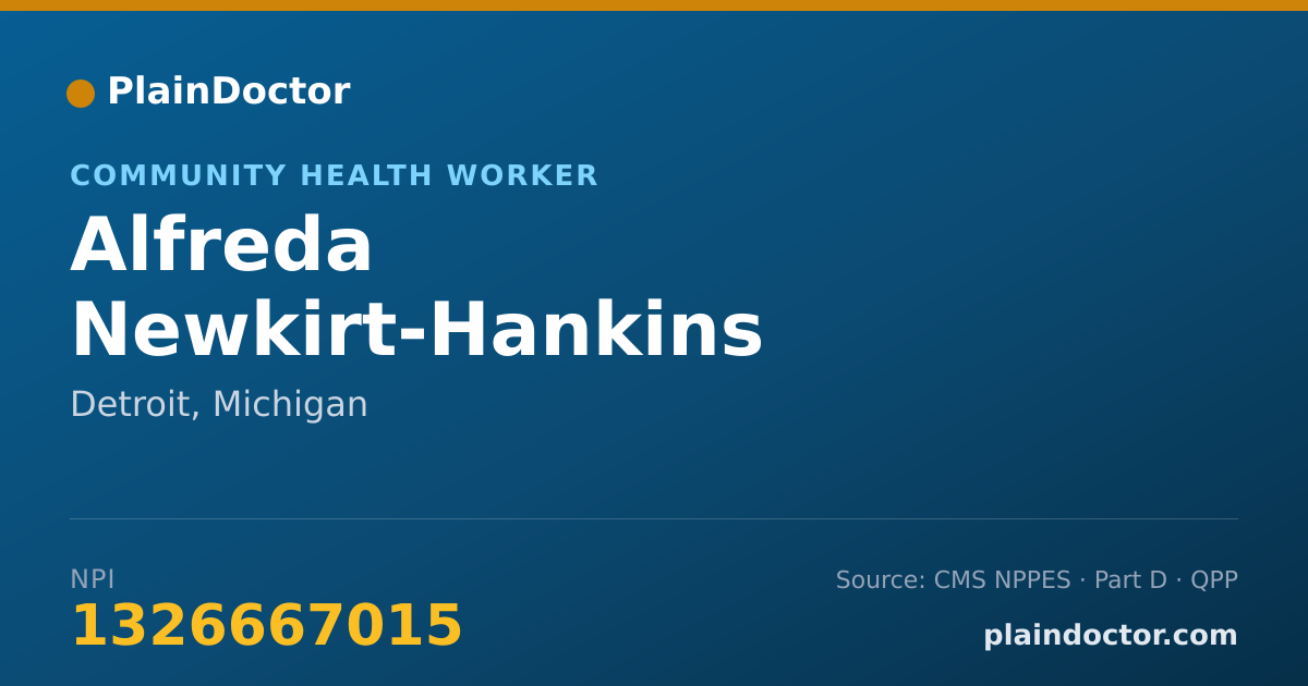 Shareable card for Alfreda Newkirt-Hankins - Community Health Worker, Detroit, MI