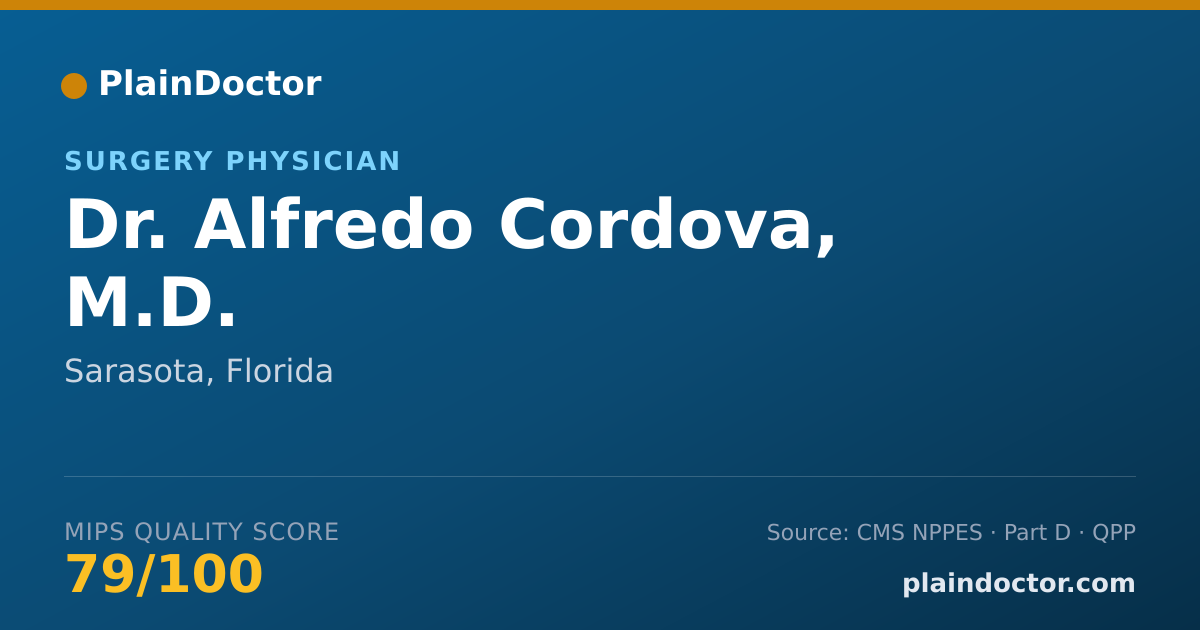 Shareable card for Alfredo Cordova, M.D. - Surgery Physician, Sarasota, FL