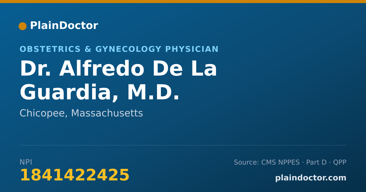 Shareable card for Alfredo De La Guardia, M.D. - Obstetrics & Gynecology Physician, Chicopee, MA
