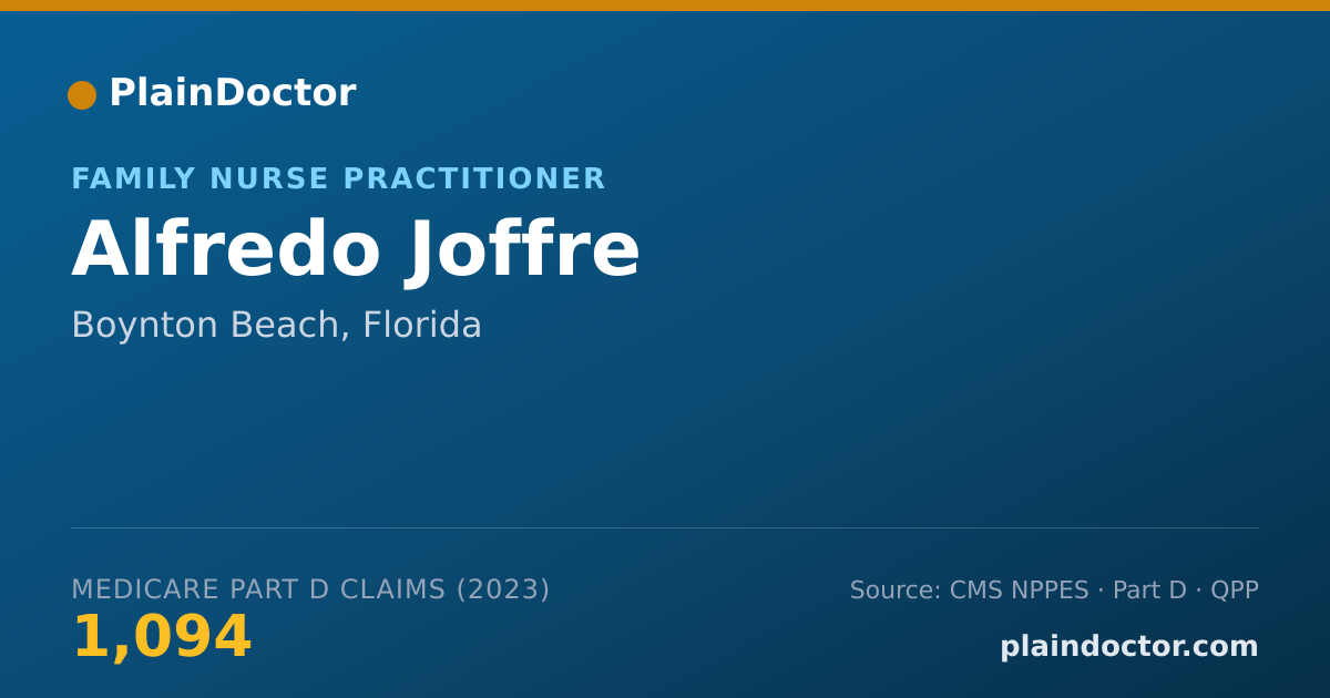 Shareable card for Alfredo Joffre - Family Nurse Practitioner, Boynton Beach, FL