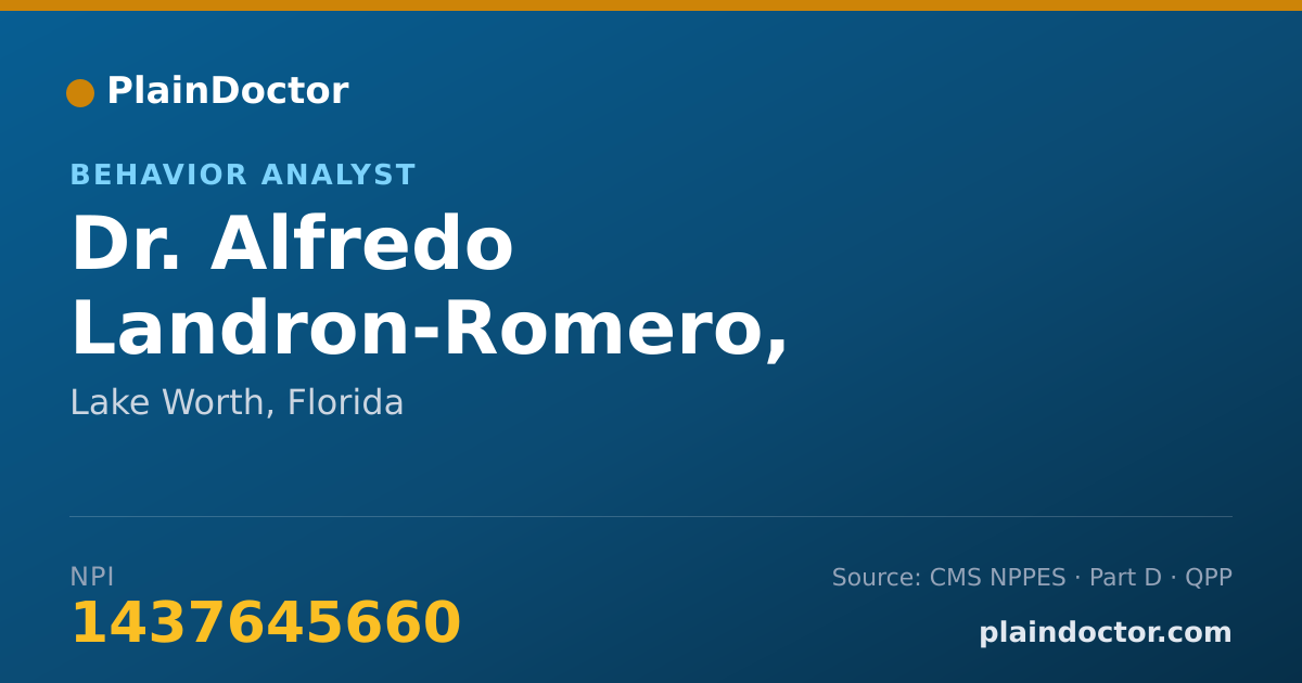 Shareable card for Alfredo Landron-Romero, BEHAVIORAL ANALYST - Behavior Analyst, Lake Worth, FL