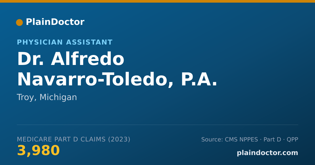 Shareable card for Alfredo Navarro-Toledo, P.A. - Physician Assistant, Troy, MI