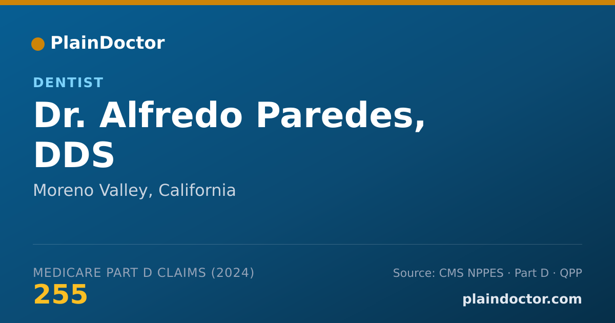 Shareable card for Alfredo Paredes, DDS - Dentist, Moreno Valley, CA