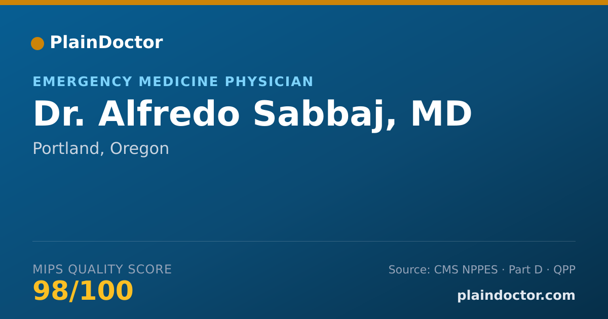 Shareable card for Alfredo Sabbaj, MD - Emergency Medicine Physician, Portland, OR