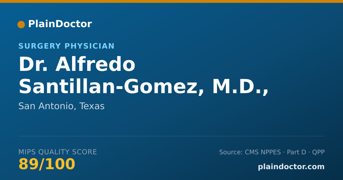 Shareable card for Alfredo Santillan-Gomez, M.D., M.P.H: - Surgery Physician, San Antonio, TX