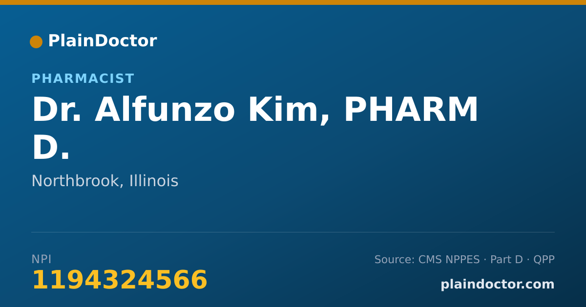 Shareable card for Alfunzo Kim, PHARM D. - Pharmacist, Northbrook, IL