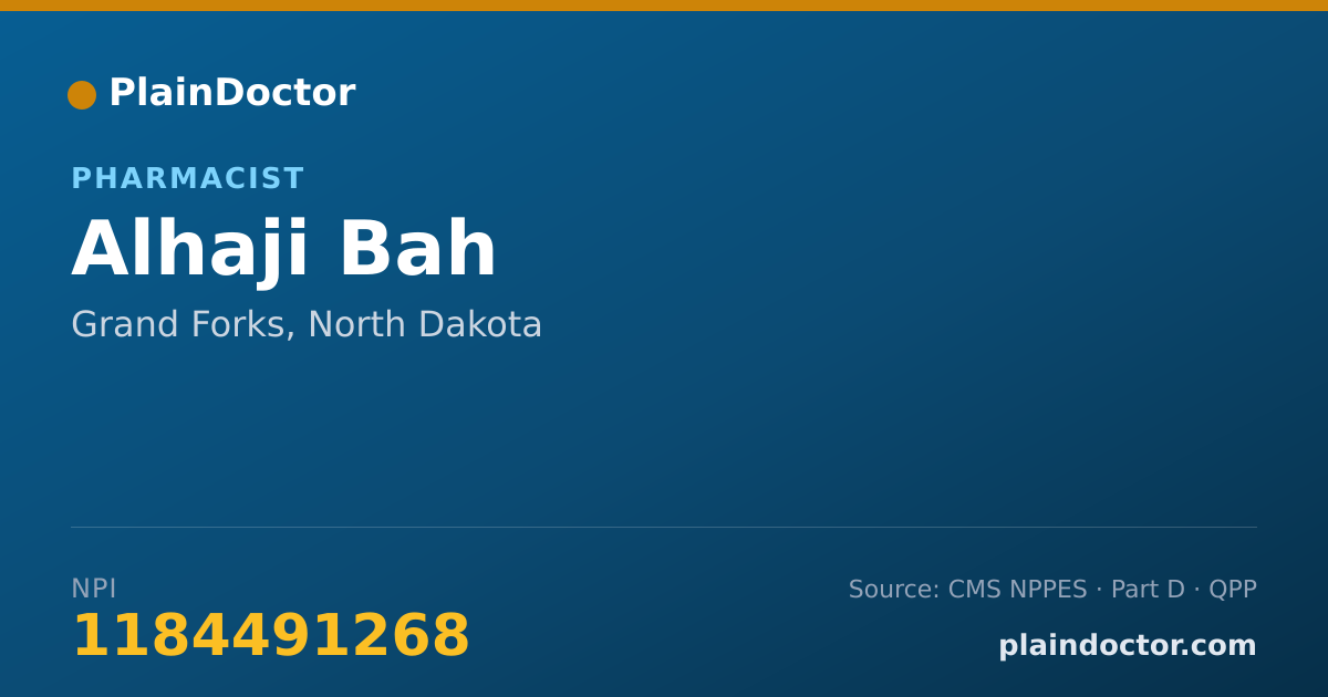 Shareable card for Alhaji Bah - Pharmacist, Grand Forks, ND