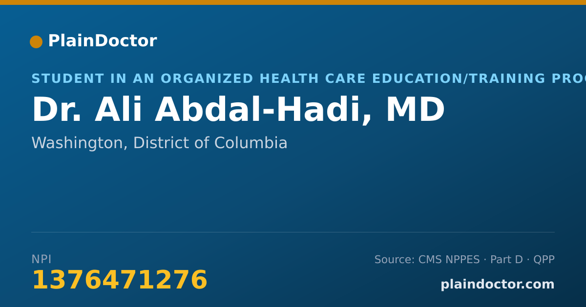 Shareable card for Ali Abdal-Hadi, MD - Student in an Organized Health Care Education/Training Program, Washington, DC
