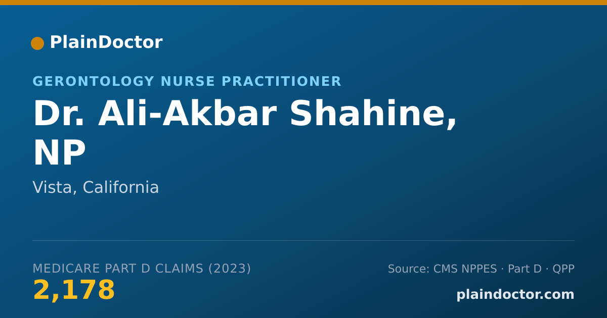 Shareable card for Ali-Akbar Shahine, NP - Gerontology Nurse Practitioner, Vista, CA