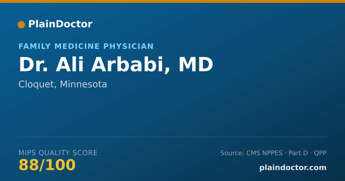 Shareable card for Ali Arbabi, MD - Family Medicine Physician, Cloquet, MN