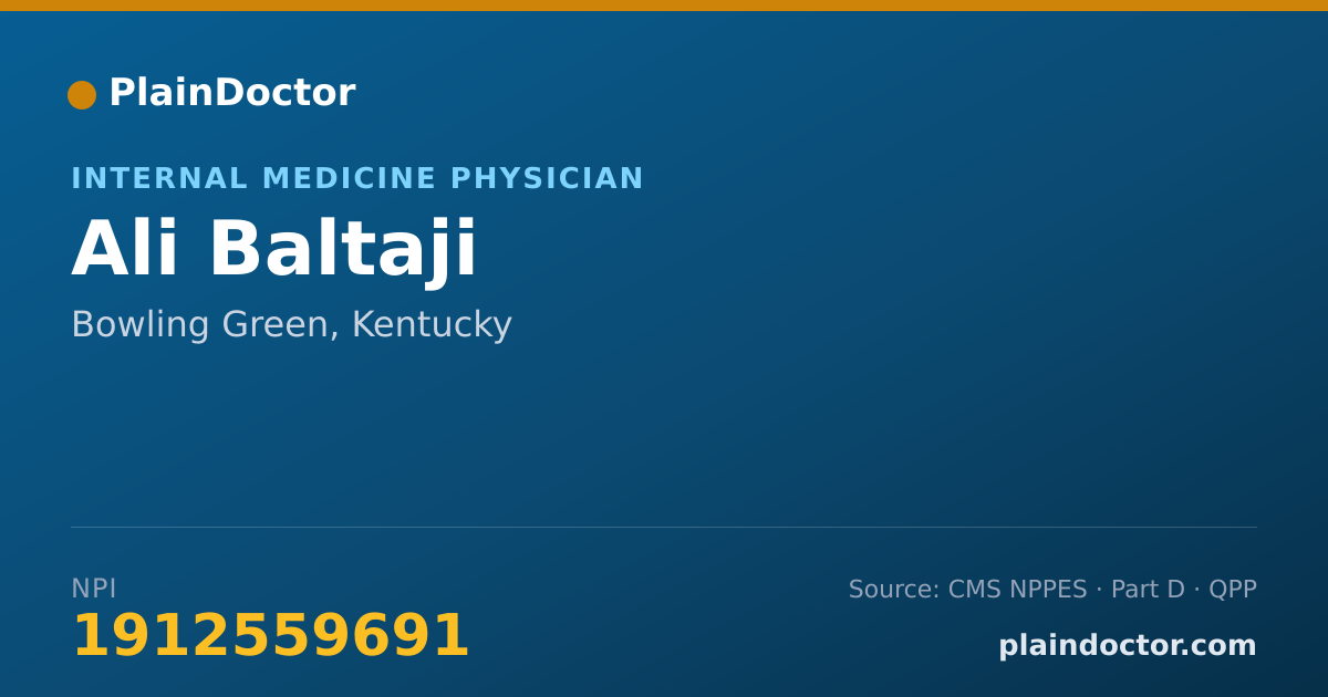 Shareable card for Ali Baltaji - Internal Medicine Physician, Bowling Green, KY