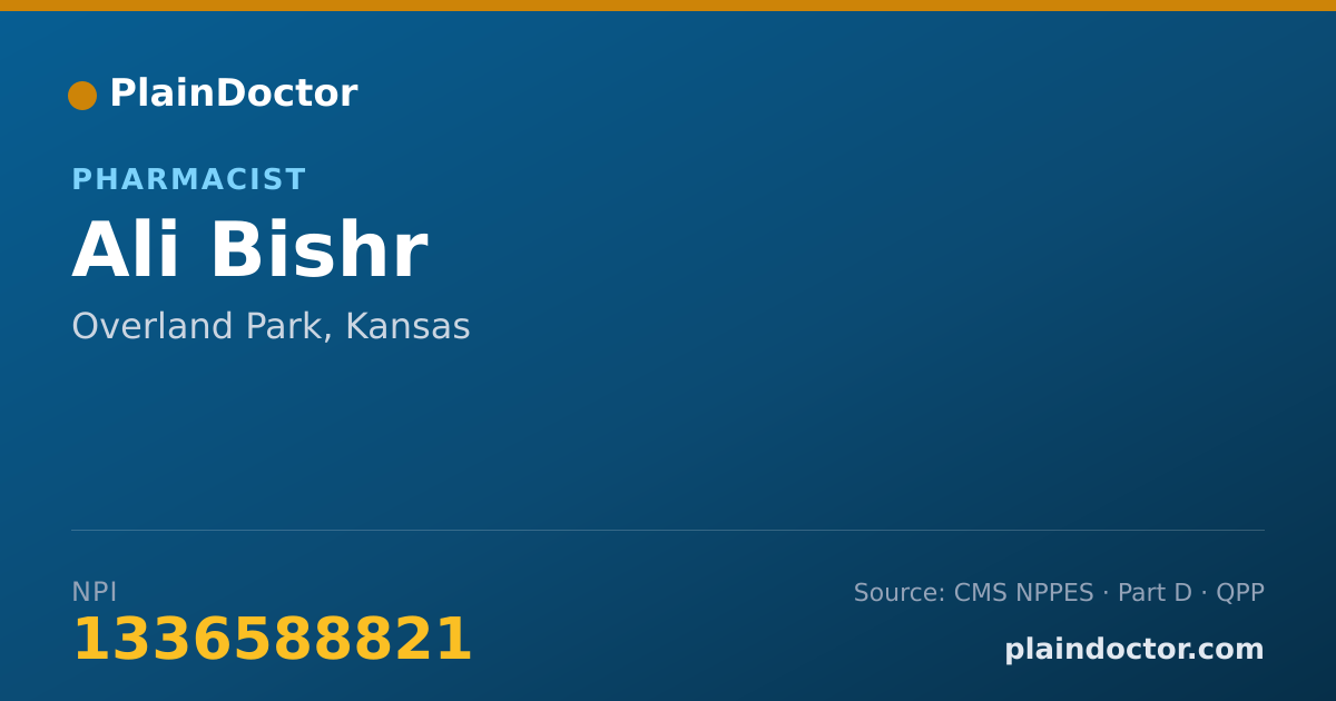 Shareable card for Ali Bishr - Pharmacist, Overland Park, KS
