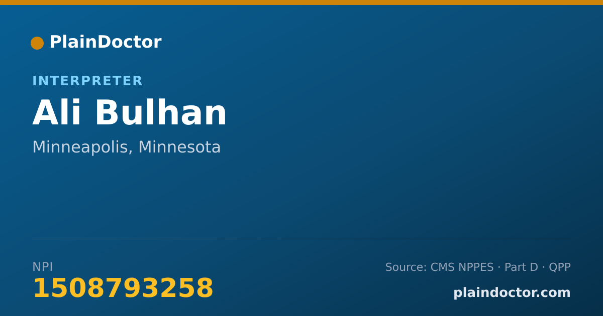 Shareable card for Ali Bulhan - Interpreter, Minneapolis, MN