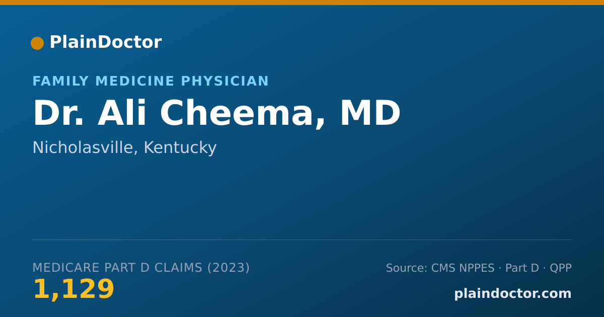 Shareable card for Ali Cheema, MD - Family Medicine Physician, Nicholasville, KY