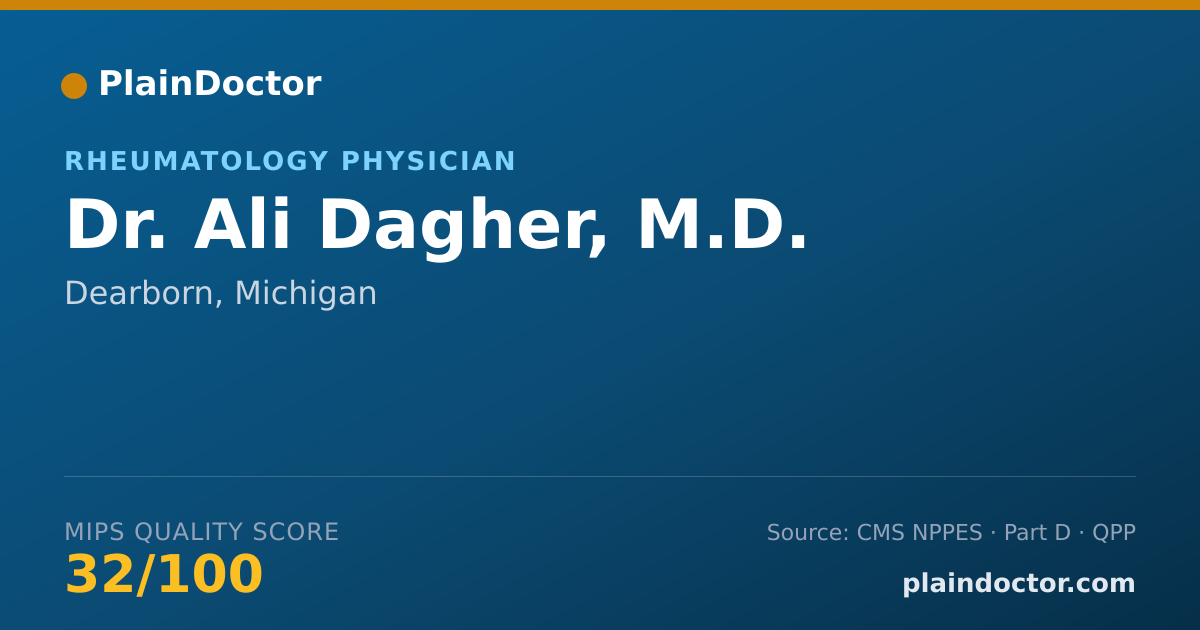 Shareable card for Ali Dagher, M.D. - Rheumatology Physician, Dearborn, MI