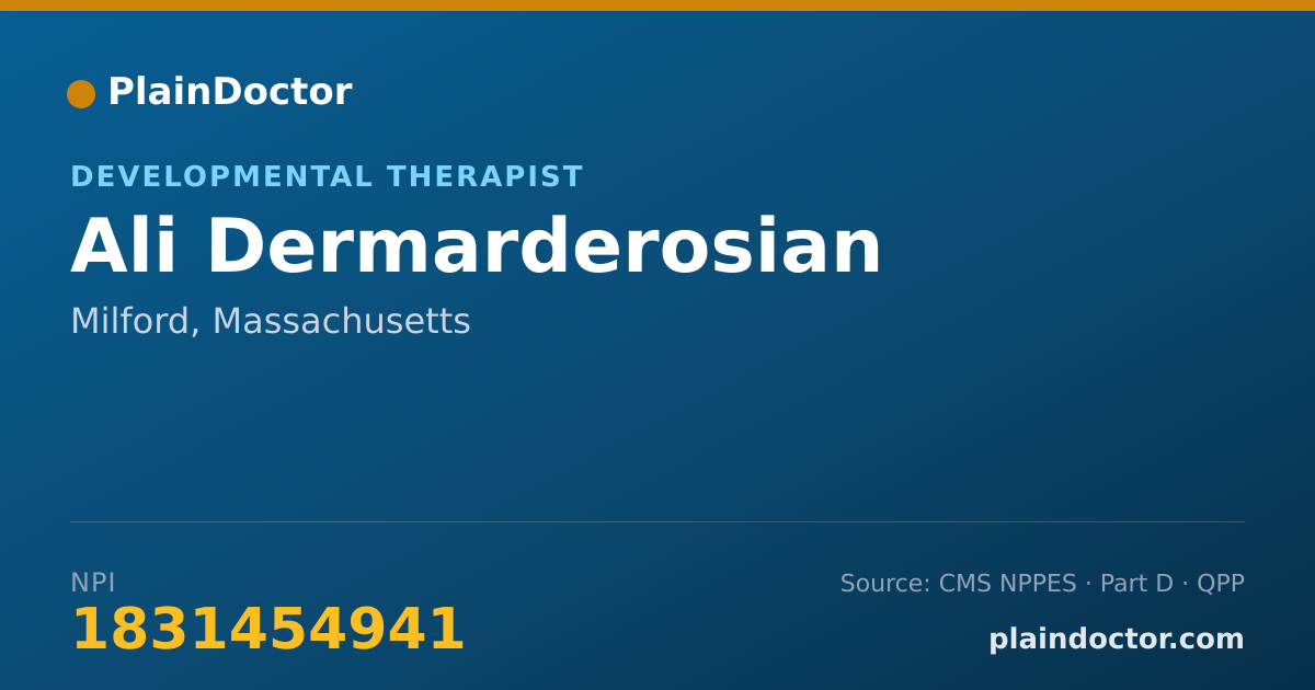 Shareable card for Ali Dermarderosian - Developmental Therapist, Milford, MA