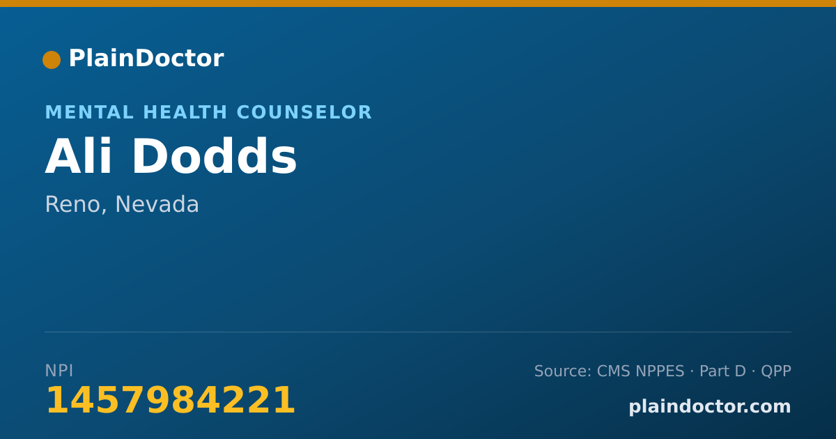 Shareable card for Ali Dodds - Mental Health Counselor, Reno, NV