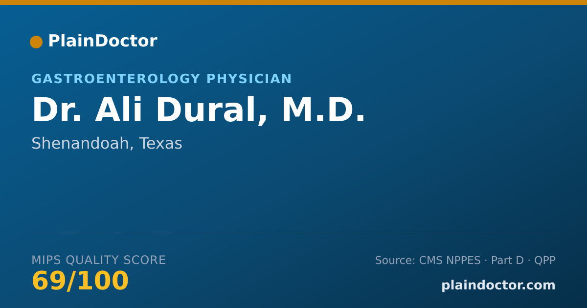 Shareable card for Ali Dural, M.D. - Gastroenterology Physician, Shenandoah, TX