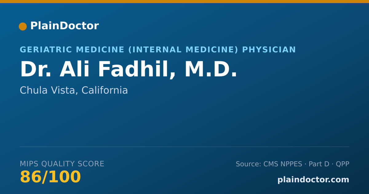 Shareable card for Ali Fadhil, M.D. - Geriatric Medicine (Internal Medicine) Physician, Chula Vista, CA