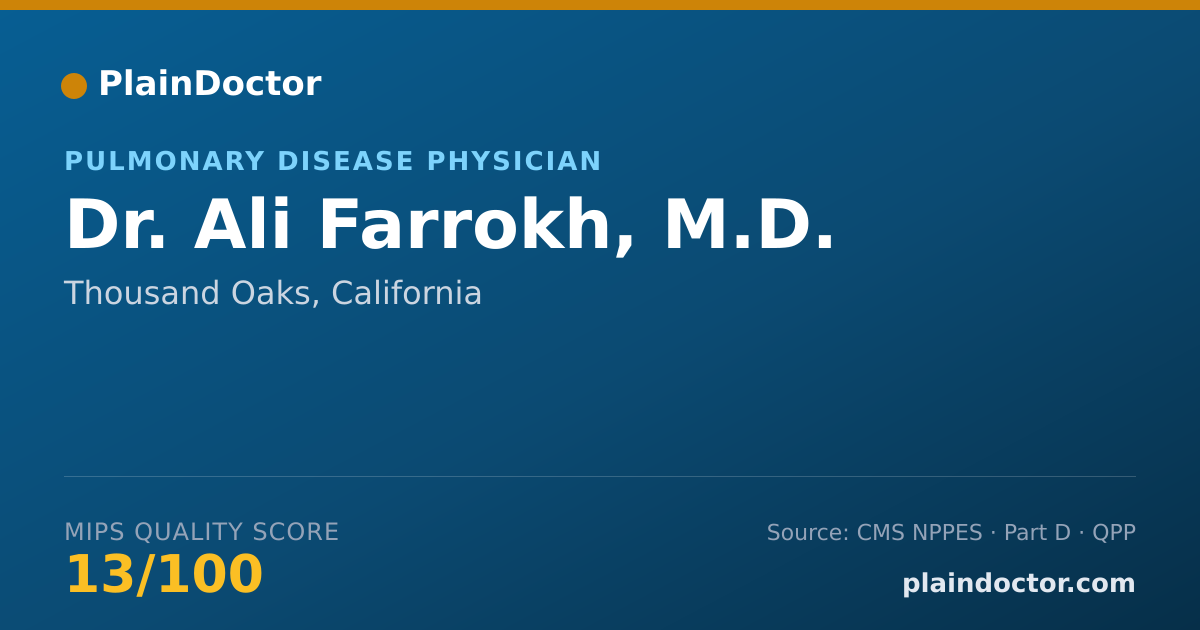 Shareable card for Ali Farrokh, M.D. - Internal Medicine Physician, Thousand Oaks, CA