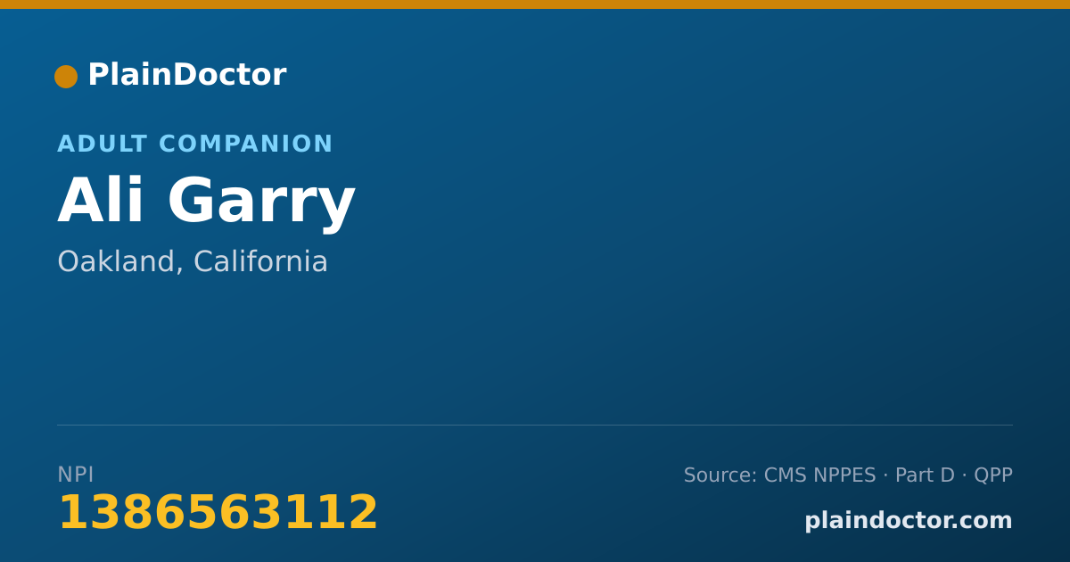 Shareable card for Ali Garry - Adult Companion, Oakland, CA