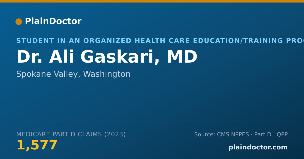 Shareable card for Ali Gaskari, MD - Student in an Organized Health Care Education/Training Program, Spokane Valley, WA