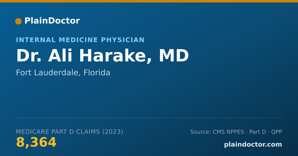 Shareable card for Ali Harake, MD - Internal Medicine Physician, Fort Lauderdale, FL