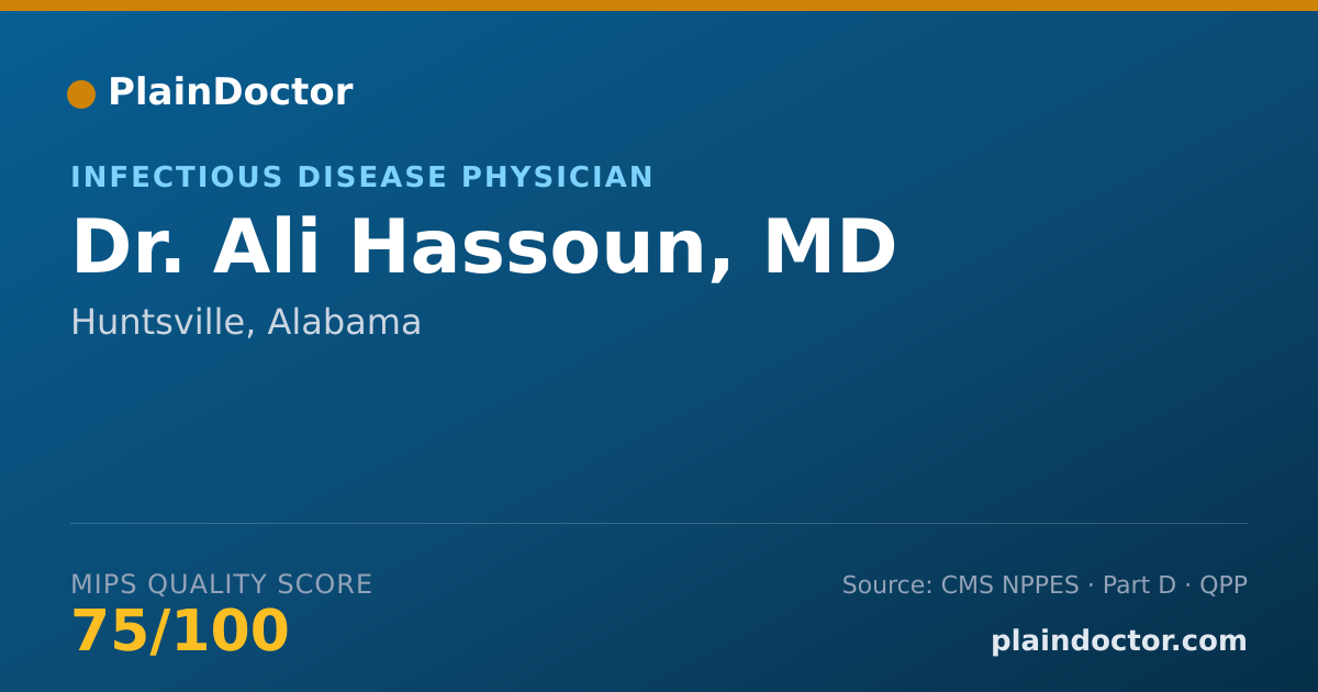 Shareable card for Ali Hassoun, MD - Infectious Disease Physician, Huntsville, AL