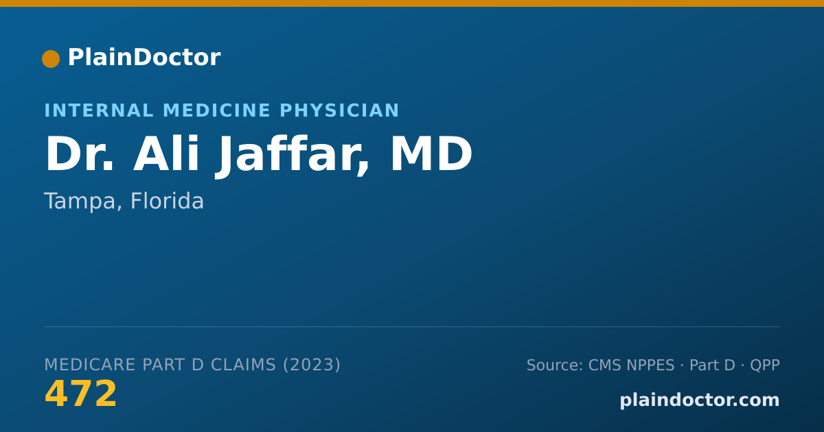 Shareable card for Ali Jaffar, MD - Internal Medicine Physician, Tampa, FL