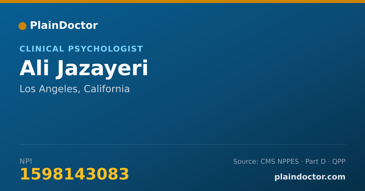 Shareable card for Ali Jazayeri - Clinical Psychologist, Los Angeles, CA