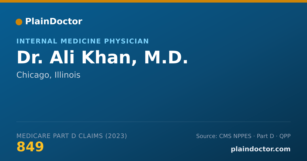 Shareable card for Ali Khan, M.D. - Internal Medicine Physician, Chicago, IL