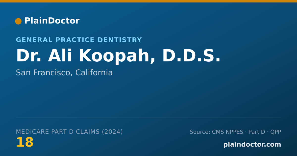 Shareable card for Ali Koopah, D.D.S. - General Practice Dentistry, San Francisco, CA