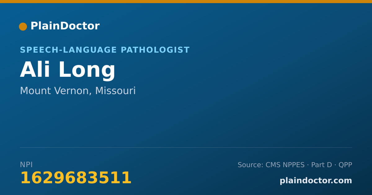 Shareable card for Ali Long - Speech-Language Pathologist, Mount Vernon, MO