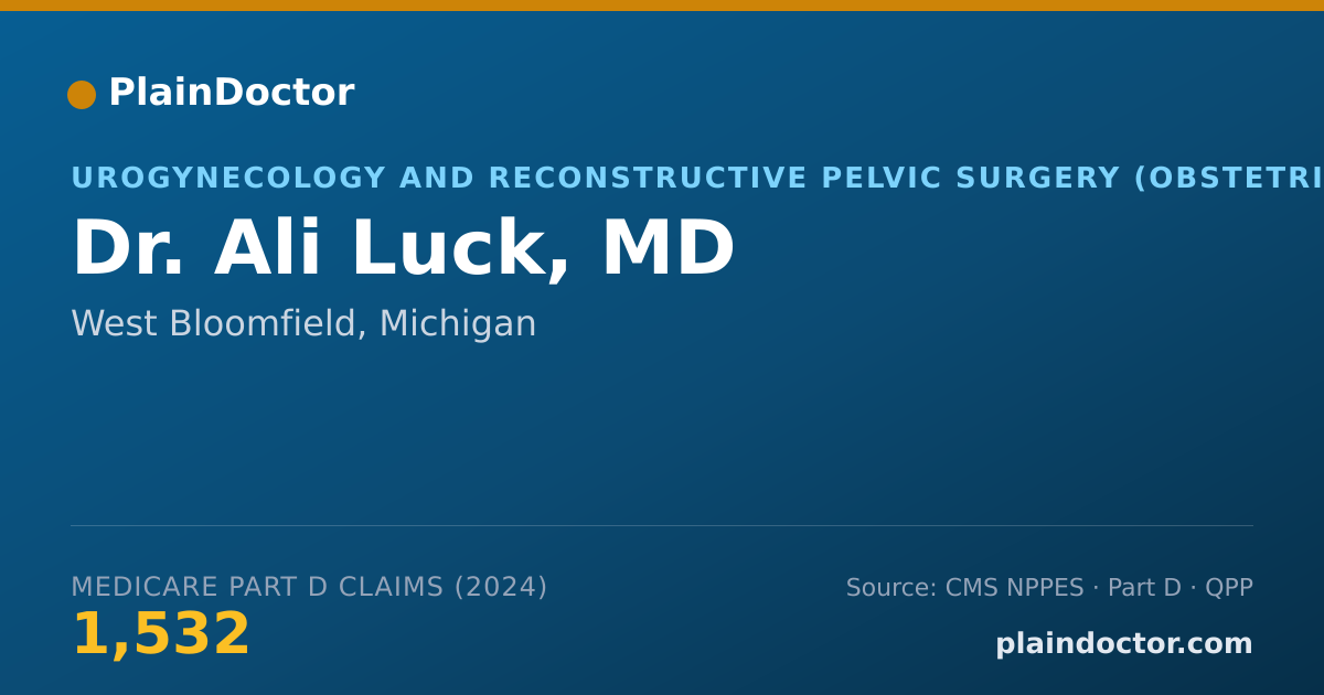 Shareable card for Ali Luck, MD - Urogynecology and Reconstructive Pelvic Surgery (Obstetrics & Gynecology) Physician, West Bloomfield, MI
