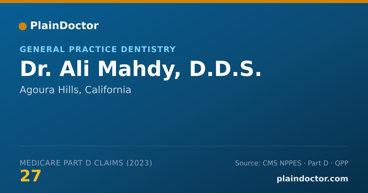 Shareable card for Ali Mahdy, D.D.S. - General Practice Dentistry, Agoura Hills, CA