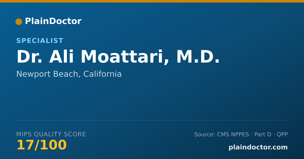 Shareable card for Ali Moattari, M.D. - Specialist, Newport Beach, CA