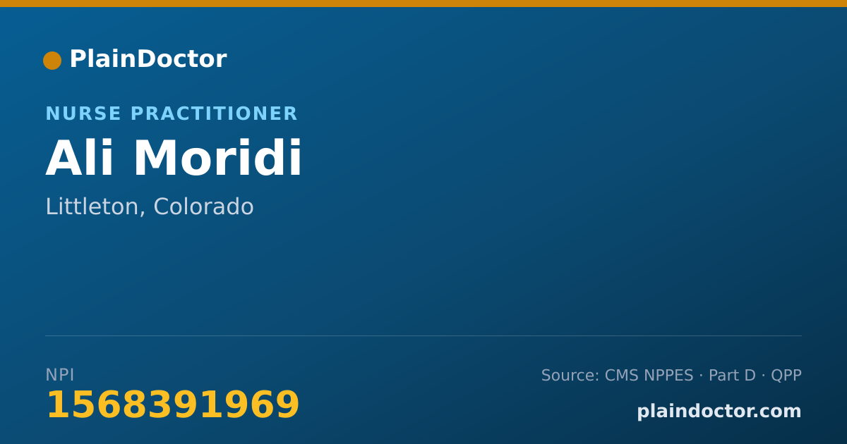 Shareable card for Ali Moridi - Nurse Practitioner, Littleton, CO