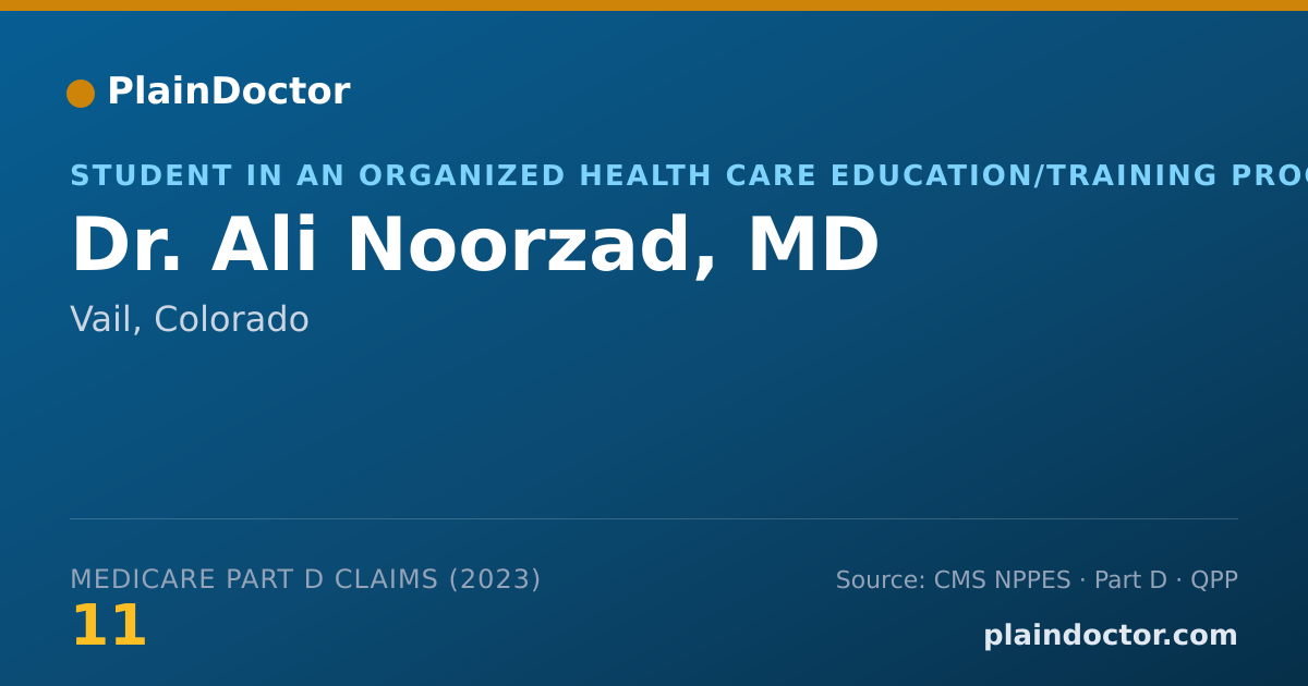 Shareable card for Ali Noorzad, MD - Student in an Organized Health Care Education/Training Program, Vail, CO