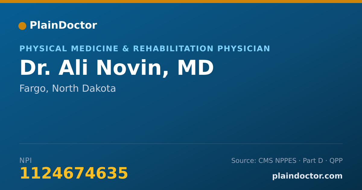 Shareable card for Ali Novin, MD - Physical Medicine & Rehabilitation Physician, Fargo, ND