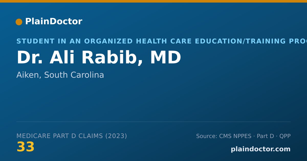 Shareable card for Ali Rabib, MD - Student in an Organized Health Care Education/Training Program, Aiken, SC