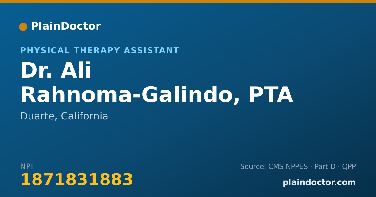 Shareable card for Ali Rahnoma-Galindo, PTA - Physical Therapy Assistant, Duarte, CA
