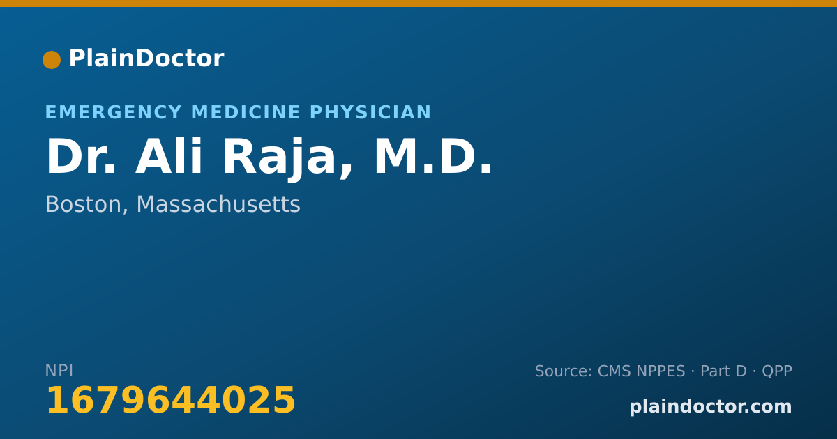Shareable card for Ali Raja, M.D. - Emergency Medicine Physician, Boston, MA