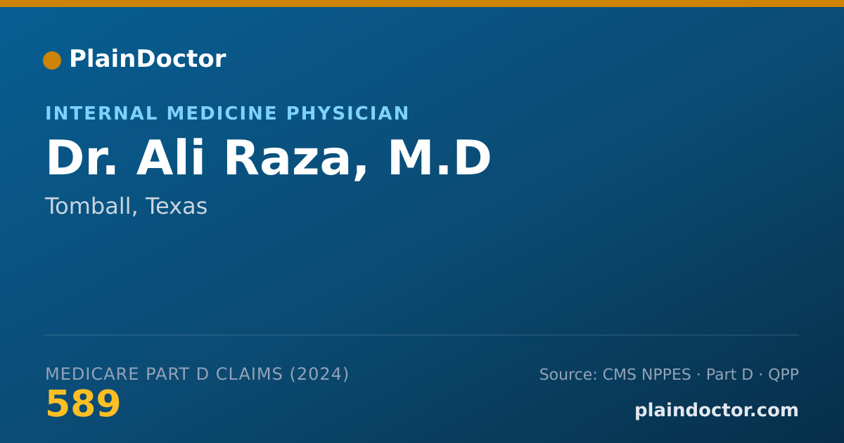 Shareable card for Ali Raza, M.D - Internal Medicine Physician, Tomball, TX
