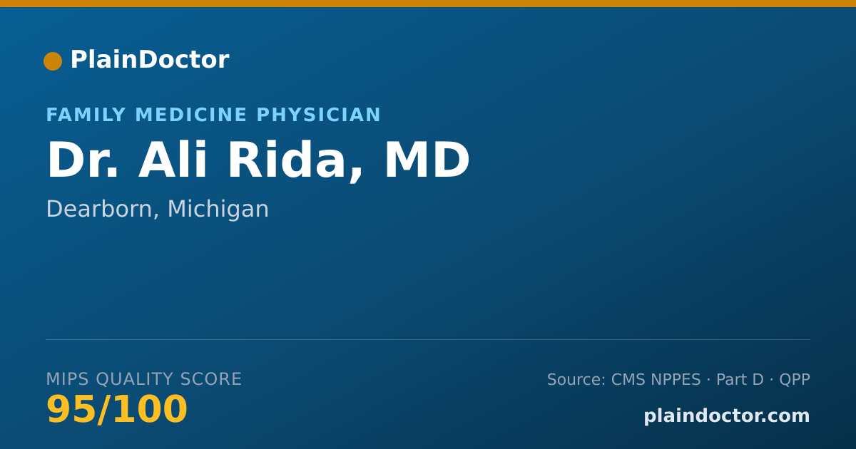 Shareable card for Ali Rida, MD - Family Medicine Physician, Dearborn, MI
