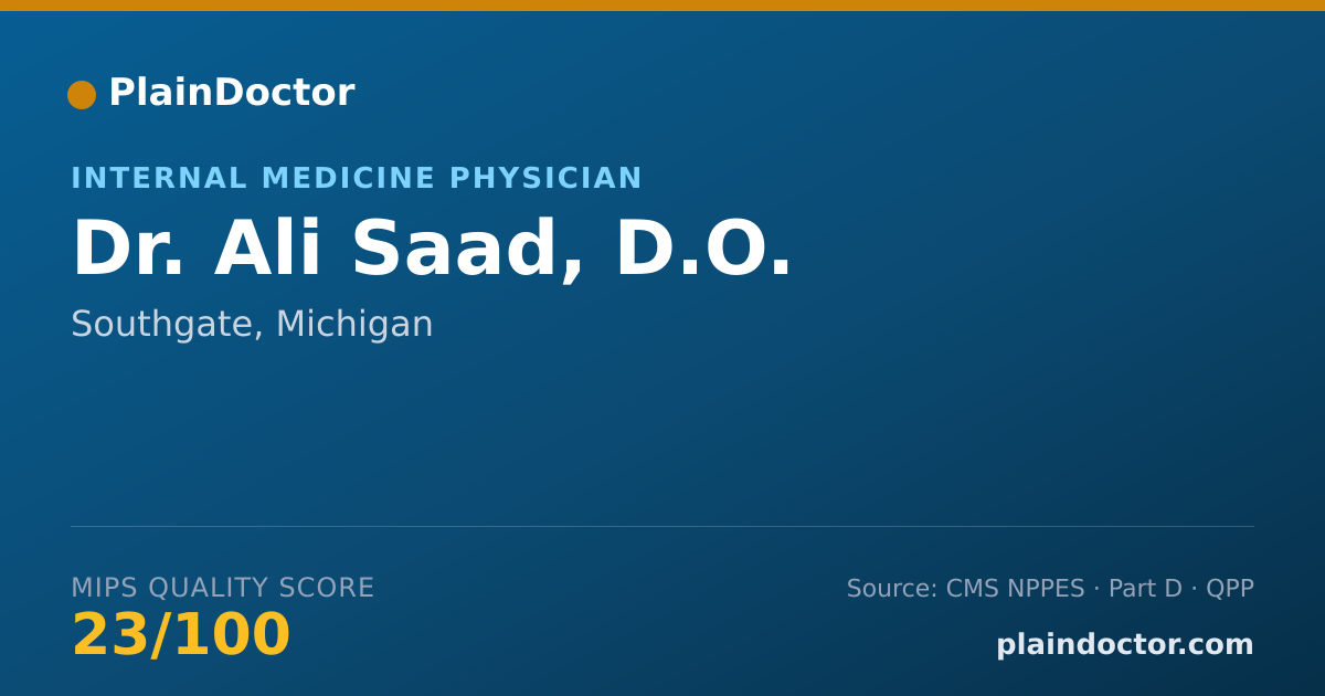 Shareable card for Ali Saad, D.O. - Internal Medicine Physician, Southgate, MI