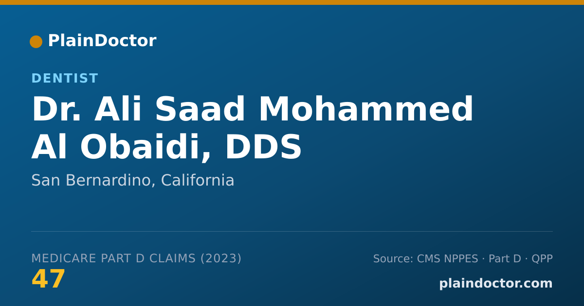 Shareable card for Ali Saad Mohammed Al Obaidi, DDS - Dentist, San Bernardino, CA