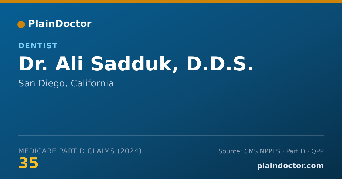 Shareable card for Ali Sadduk, D.D.S. - Dentist, San Diego, CA